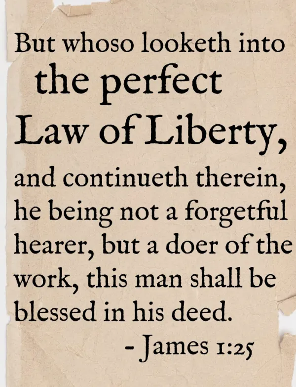 James 1:25 printed on aged paper